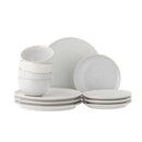 Bloomingville - Addison Bordservice Sæt, Hvid, Stentøj - B:Ø13 × H7/P:Ø20 × H2/P:Ø26,5x2,5 cm, sæt med 12