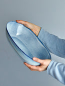 Bloomingville - Sandrine Skål, Blå, Stentøj - L25,5 × H6,5 × B16,5 cm