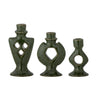 Bloomingville - Weio Lysestage, Grøn, Stentøj - L7 × H13 × B4,5/L10 × H15 × B5/L9 × H18 × B5,5 cm, sæt med 3