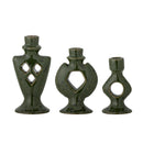 Bloomingville - Weio Lysestage, Grøn, Stentøj - L7 × H13 × B4,5/L10 × H15 × B5/L9 × H18 × B5,5 cm, sæt med 3