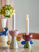 Bloomingville - Florita Votive & Candle Holder, Multifarvet, Stentøj - L11,5 × H11 × B8/L12,5 × H15 × B8 cm, sæt med 2