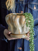 Bloomingville - Hollis Urtepotte m/underskål, Natur, Stentøj - Ø20 × H16,5 cm