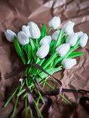 Bloomingville - Tulip Buket, Hvid, Kunstige Blomster - Ø17 × H32 cm