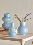 Bloomingville - Kinsie Vase, Blå, Glas - Ø10 × H12/Ø7,5 × H13/Ø10 × H15 cm, sæt med 3