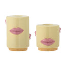 Bloomingville - Sassy Lysestage, Gul, Stentøj - Ø5 × H5/Ø5 × H7 cm, sæt med 2