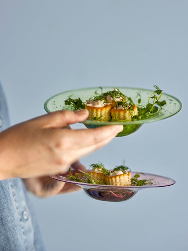 Bloomingville - Sunil Tallerken, Multifarvet, Glas - Ø19,5 × H3 cm, sæt med 2