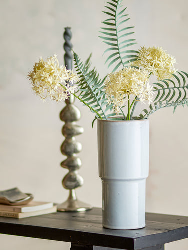Bloomingville - Marji Vase, Hvid, Stentøj - Ø12 × H24 cm