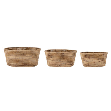 Bloomingville - Barba Kurv, Natur, Vandhyacint - L33 × B19 × H16/L39 × B25 × H18/L45 × B32 × H20 cm, sæt med 3
