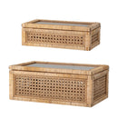 Bloomingville - Lally Æske m/låg, Natur, Rattan - L32 × H9 × B17/L39 × H15,5 × B24 cm, sæt med 2