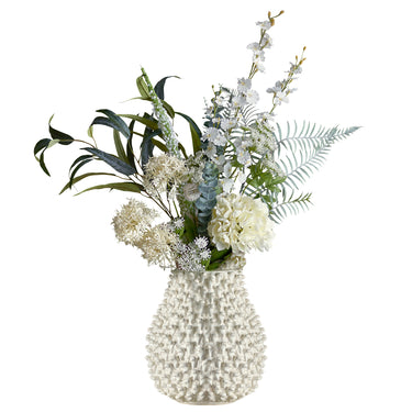 Bloomingville - Symphonie Buket, Hvid, Kunstige Blomster - Ø30 × H103 cm