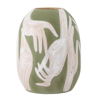 Bloomingville - Adalena Deko Vase, Grøn, Stentøj - Ø23,5 × H30,5 cm