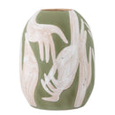 Bloomingville - Adalena Deko Vase, Grøn, Stentøj - Ø23,5 × H30,5 cm