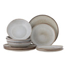 Bloomingville - Sandrine Bordservice Sæt, Natur, Stentøj - P:Ø28,5 × H2,5/Ø22 × H2/DP:Ø22 × H5cm, sæt med 12