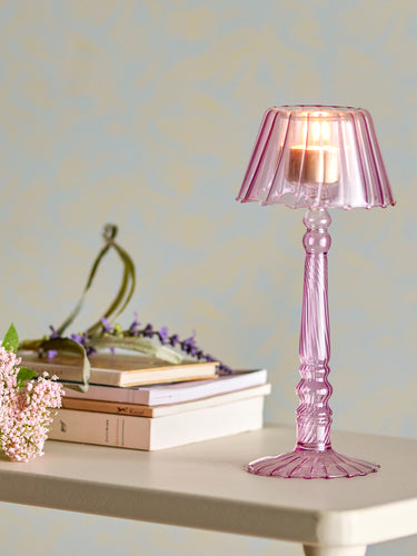 Bloomingville - Cisco Fyrfadsstage, Rosa, Glas - Ø10,5 × H23,5 cm