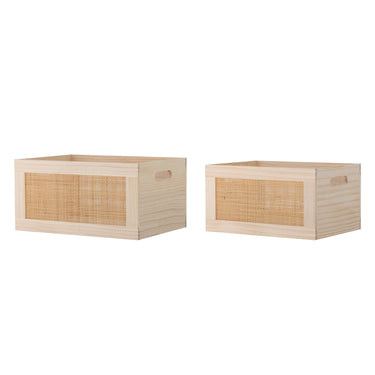 Bloomingville - Piana Opbevaringskasse, Natur, FSC® 100%, fyrretræ - L36 × H19 × B26/L39 × H20 × B29 cm, sæt med 2