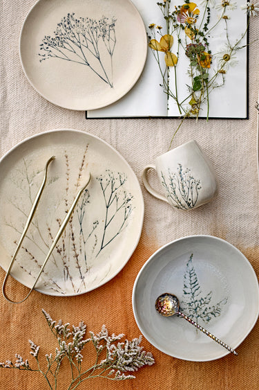 Bloomingville - Bea Tallerken Dyb, Multipak, Natur, Stentøj - Ø21 × H6 cm, sæt med 4