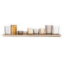 Bloomingville - Sanga Bakke m/fyrfadsstage, Brun, Glas - L56 × H10 × B14 cm, sæt med 10