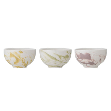 Bloomingville - Palma Skål, Multifarvet, Stentøj - Ø11,5 × H6,5 cm, sæt med 3