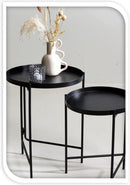 Sidebordssæt - Sort metal - 2 borde