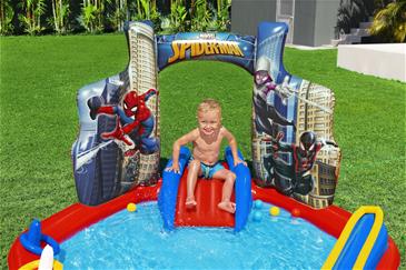 Spiderman børnepool m. rutsjebane – 211 x 206 x 127 cm