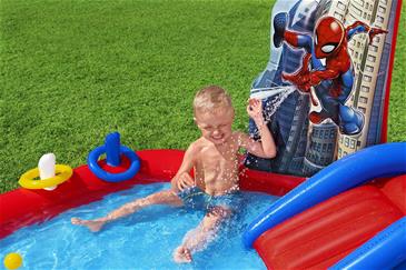 Spiderman børnepool m. rutsjebane – 211 x 206 x 127 cm