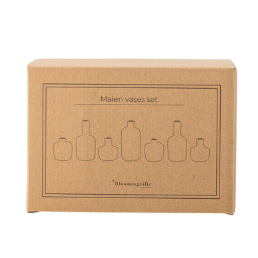 Bloomingville - Maien Deko Vase, Multifarvet, Stentøj - Ø7 × H14 cm, sæt med 7