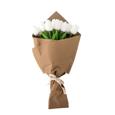 Bloomingville - Tulip Buket, Hvid, Kunstige Blomster - Ø17 × H32 cm