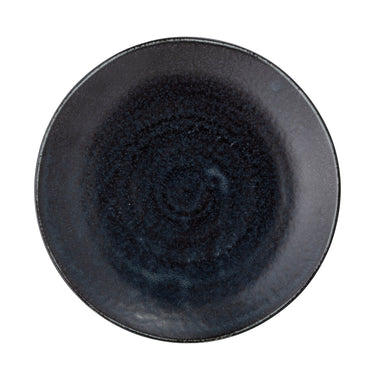 Bloomingville - Yoko Tallerken, Sort, Porcelæn - Ø24 × H3 cm, sæt med 4