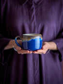 Bloomingville - Sheen Kop, Blå, Stentøj - Ø10,5 × H8 cm, sæt med 4