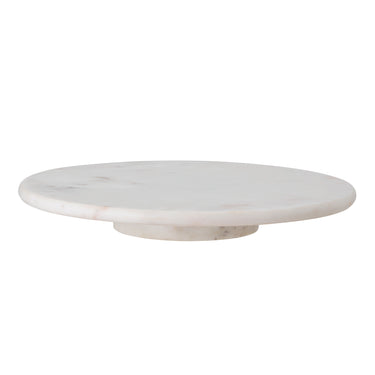 Bloomingville - Ellin Fad på drejefod, Hvid, Marmor - Ø36 × H5 cm