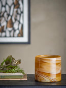Bloomingville - Sylas Fyrfadsstage, orange, Glas - Ø11,5 × H11 cm