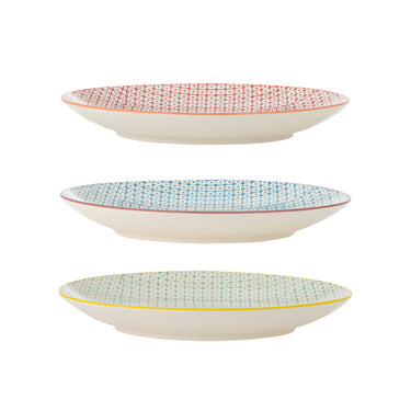 Bloomingville - Carla Tallerken, Multifarvet, Stentøj - Ø20 × H3 cm, sæt med 3