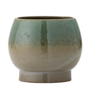 Bloomingville - Imke Urtepotte m/underskål, Grøn, Stentøj - Ø18,5 × H17,5 cm