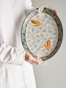 Bloomingville - Hezha Serveringsfad, Blå, Stentøj - L34 × H3,5 × B25 cm