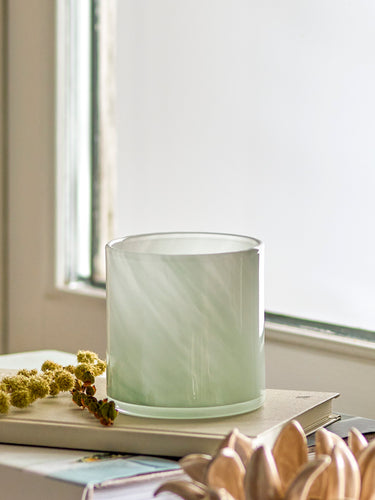 Bloomingville - Sakkara Fyrfadsstage, Grøn, Glas - Ø8 × H8 cm