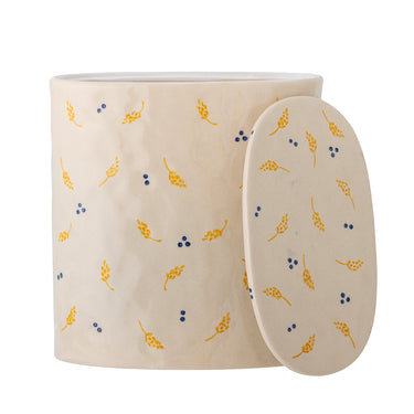 Bloomingville - Pipfyrretræ Krukke m/låg, Natur, Stentøj - L9,5 × H19 × B16,5 cm