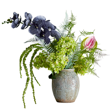 Bloomingville - Poetry Buket, Grøn, Kunstige Blomster - Ø30 × H80 cm