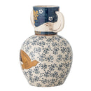 Bloomingville - Hezha Vase, Blå, Stentøj - Ø16,5 × H23,5 cm