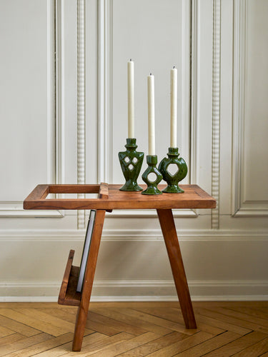 Bloomingville - Weio Lysestage, Grøn, Stentøj - L7 × H13 × B4,5/L10 × H15 × B5/L9 × H18 × B5,5 cm, sæt med 3