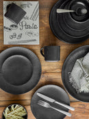 Bloomingville - Neri Bordservice Sæt, Sort, Stentøj - B:Ø17 × H5,5/P:Ø23 × H2/P:Ø29,5 × H2, sæt med 12