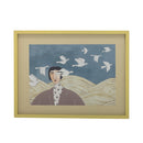 Bloomingville - Flyvielle Illustration med ramme, Multifarvet, Fyrretræ - L62 × H47 × B2,5 cm