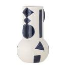 Bloomingville - Graphica Vase, Blå, Stentøj - L17 × H24 × B14,5 cm