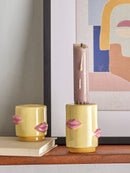 Bloomingville - Sassy Lysestage, Gul, Stentøj - Ø5 × H5/Ø5 × H7 cm, sæt med 2