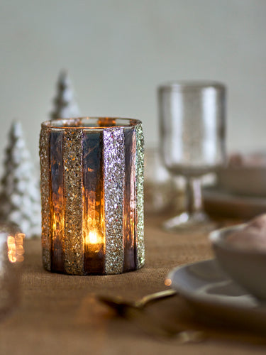 Bloomingville - Cicilia Fyrfadsstage, Guld, Glas - Ø10 × H15 cm
