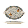 Bloomingville - Hezha Serveringsfad, Blå, Stentøj - L34 × H3,5 × B25 cm