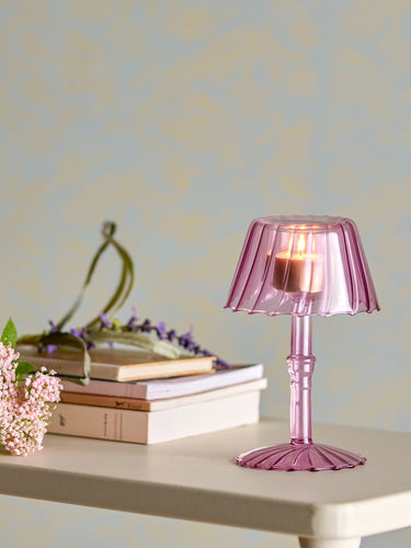 Bloomingville - Cisco Fyrfadsstage, Rosa, Glas - Ø10,5 × H18 cm