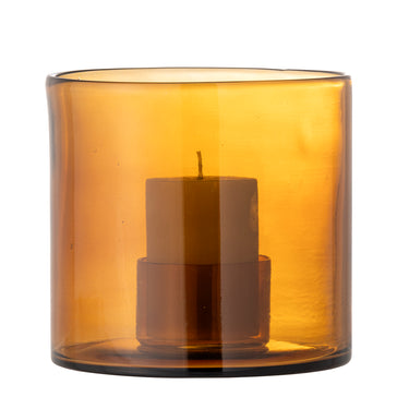 Bloomingville - Kahlah Lysestage, Brun, Genanvendt Glas - Ø19 × H18 cm