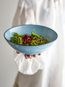 Bloomingville - Sandrine Skål, Blå, Stentøj - Ø26,5 × H9,5 cm