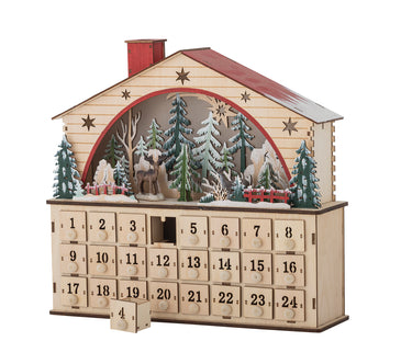 Bloomingville - Melvin Kalender m/lys, Natur, Krydsfiner - L36 × H34 × B10 cm