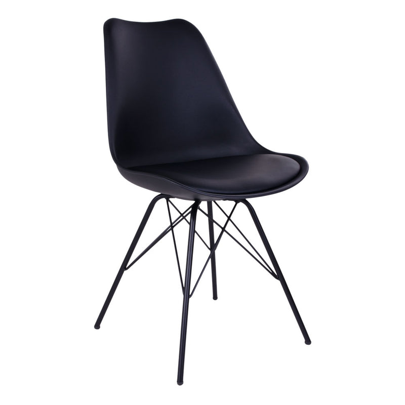 Oslo Spisebordsstol - 2 stk. i sort med sorte ben